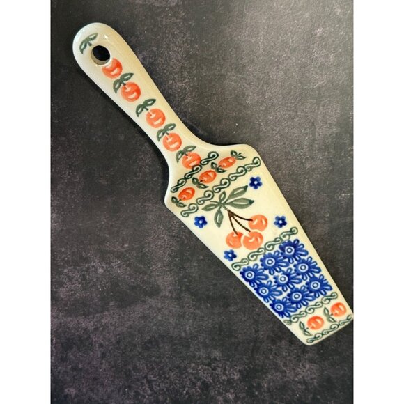 Boleslawiec Other - Polish Pottery Pie Server Peach Floral Boleslawiec Ceramika Artystyczna Unikat